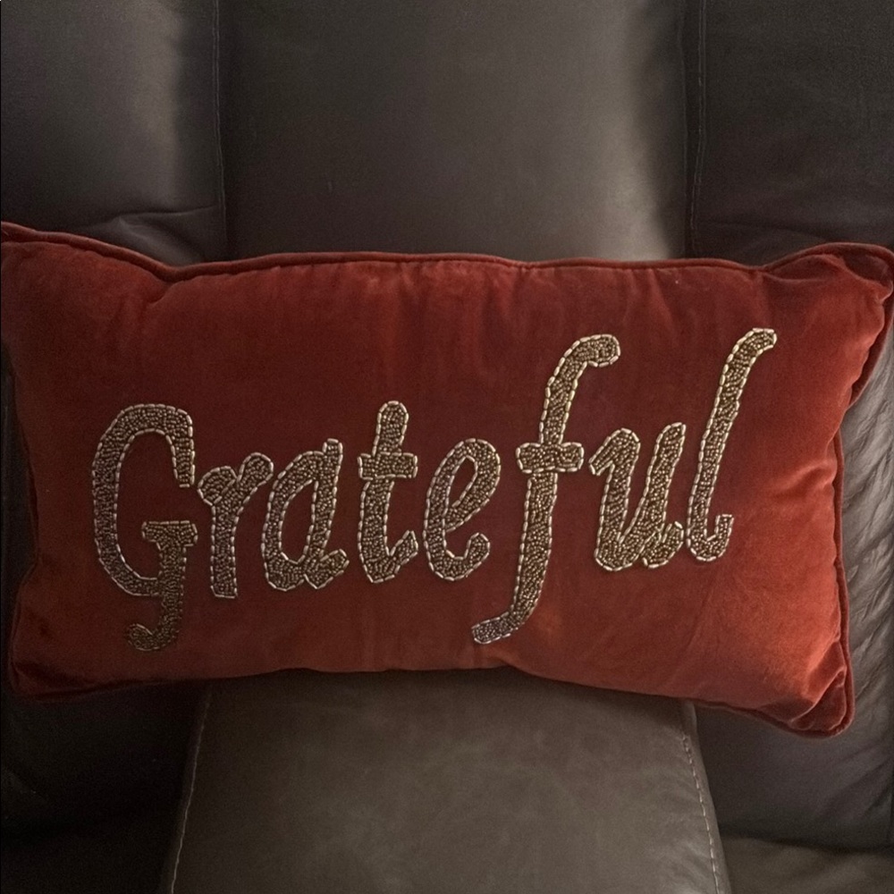 Grateful Accent Pillow - Red Velvet
